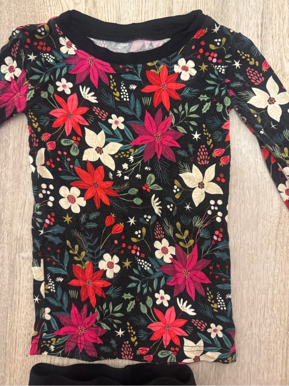 Little Sleepies Black Holiday Poinsettia Long Sleeve Pajama Set